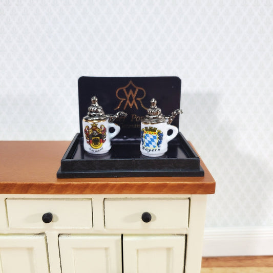 Dollhouse Porcelain Beer Tankard Mugs 1:12 Scale Miniature Set of 2 Reutter Porcelain - Miniature Crush