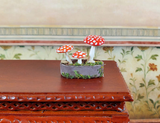 Dollhouse Potted Mushrooms Toad Stools Handmade 1:12 Scale Miniature Garden - Miniature Crush