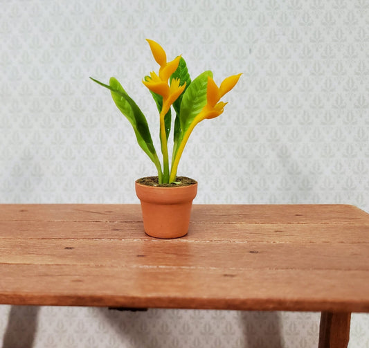 Dollhouse Potted Plant Yellow Bird of Paradise Flowers Houseplant 1:12 Scale Miniature - Miniature Crush
