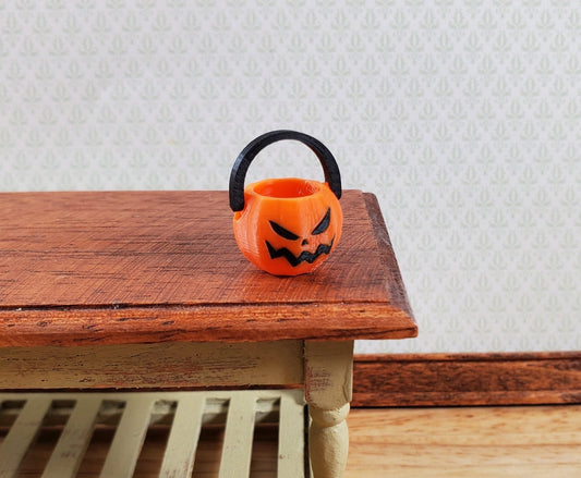 Dollhouse Pumpkin Candy Bucket for Halloween 1:12 Scale Miniature Jack O Lantern - Miniature Crush