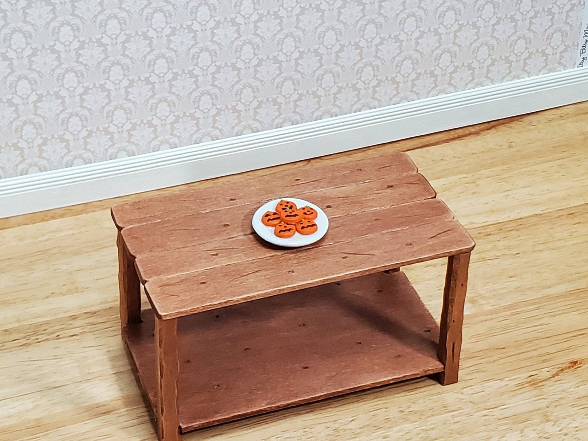 Dollhouse Pumpkin Cookies Halloween Dessert on Glass Plate 1:12 Scale Miniature Food - Miniature Crush