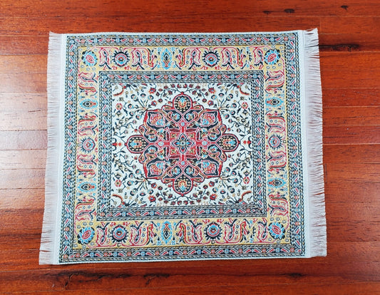 Dollhouse Rug Fabric Square Persian Style Red Gold 1:12 Scale Miniature Carpet - Miniature Crush
