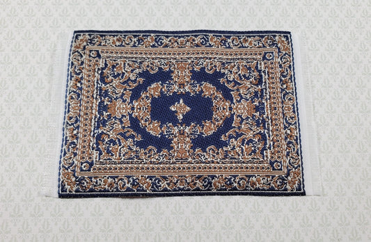 Dollhouse Rug Small HALF SCALE Fabric Navy Blue 4" x 2 1/2" 1:24 Miniature - Miniature Crush