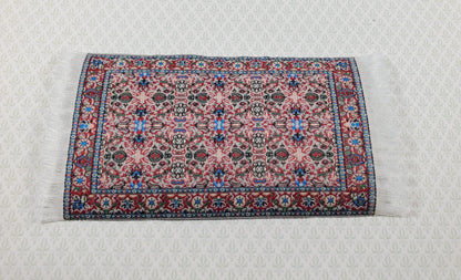 Dollhouse Rug Small Rust Green Black 5.50" x 3" 1:12 Miniature Carpet - Miniature Crush