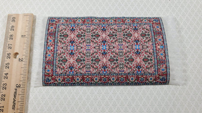 Dollhouse Rug Small Rust Green Black 5.50" x 3" 1:12 Miniature Carpet - Miniature Crush