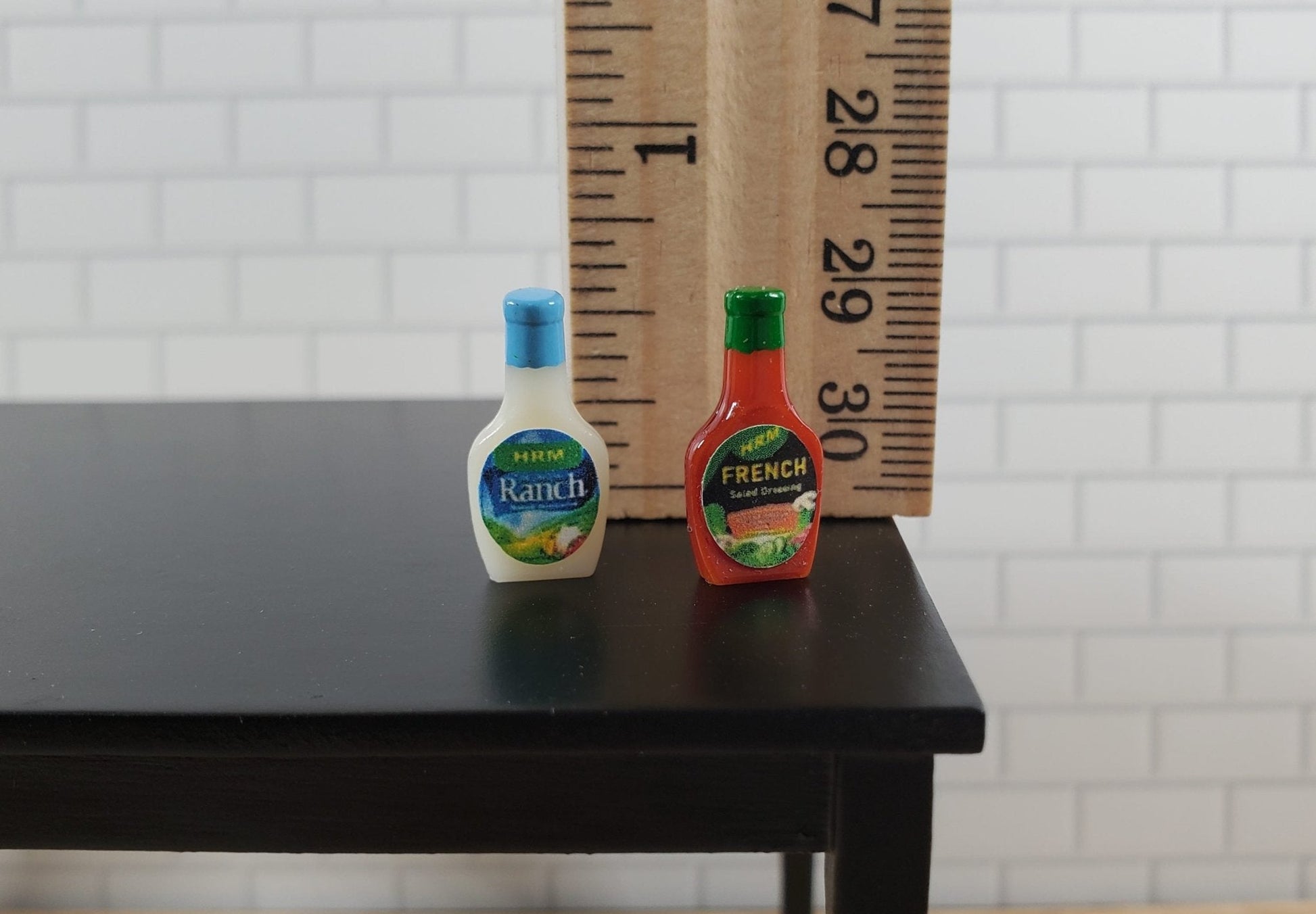 Dollhouse Salad Dressing x2 Bottles 1:12 Scale Miniatures Ranch and French - Miniature Crush