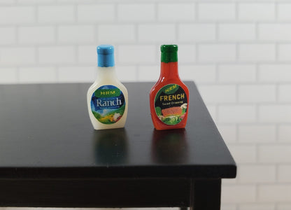 Dollhouse Salad Dressing x2 Bottles 1:12 Scale Miniatures Ranch and French - Miniature Crush