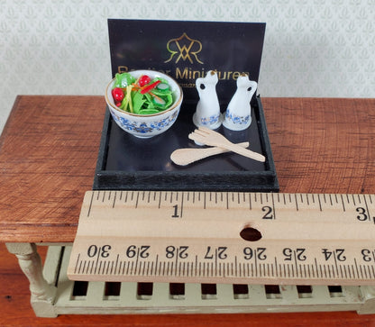 Dollhouse Salad Serving Set by Reutter Porcelain Blue Onion Design 1:12 Scale - Miniature Crush