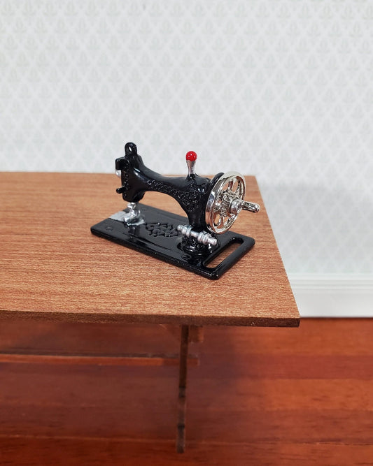 Dollhouse Sewing Machine Vintage Style Metal 1:12 Scale Miniature Black Silver - Miniature Crush