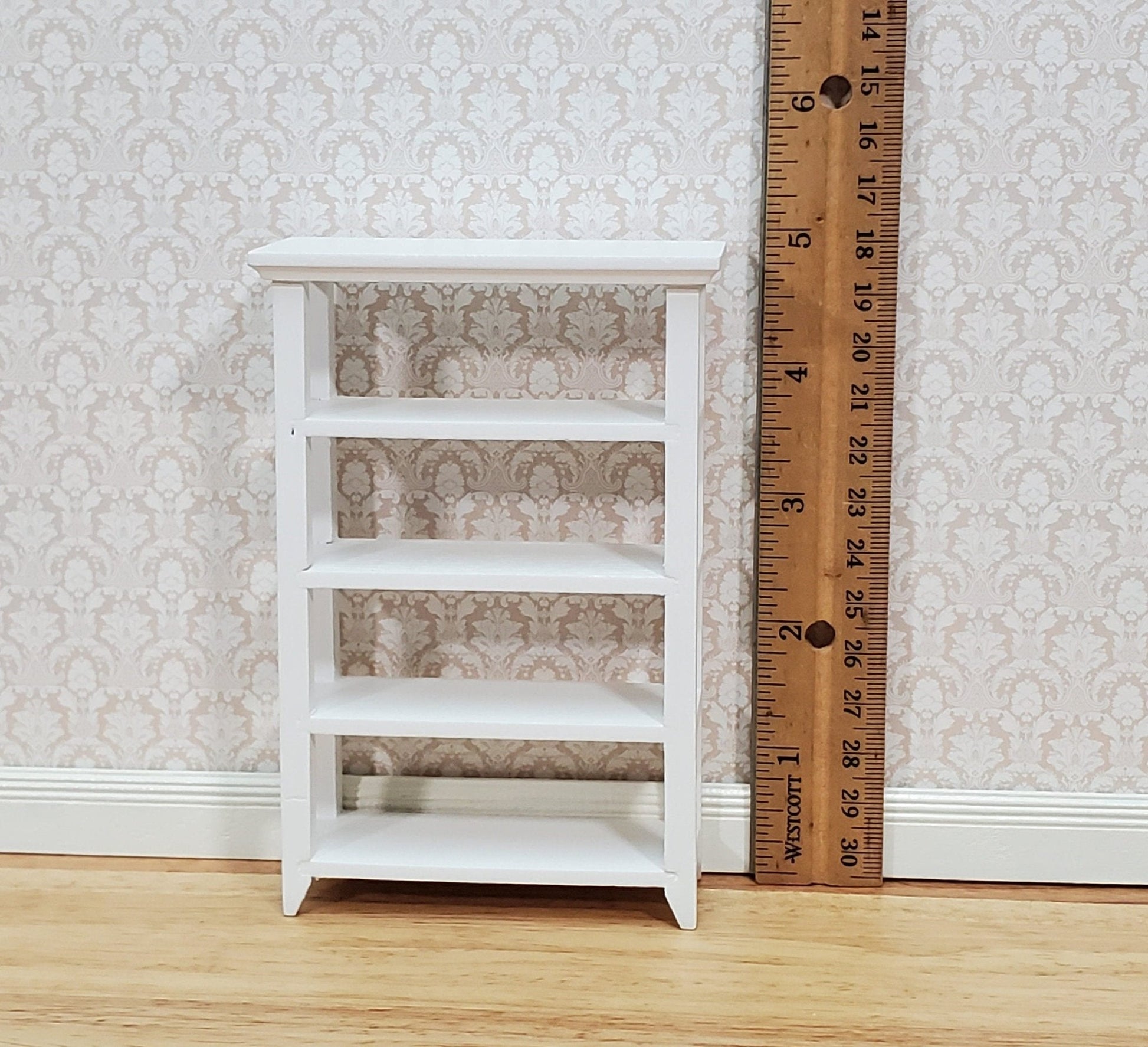Dollhouse Shelves White Standing Open Back 1:12 Scale Furniture Bookshelf - Miniature Crush