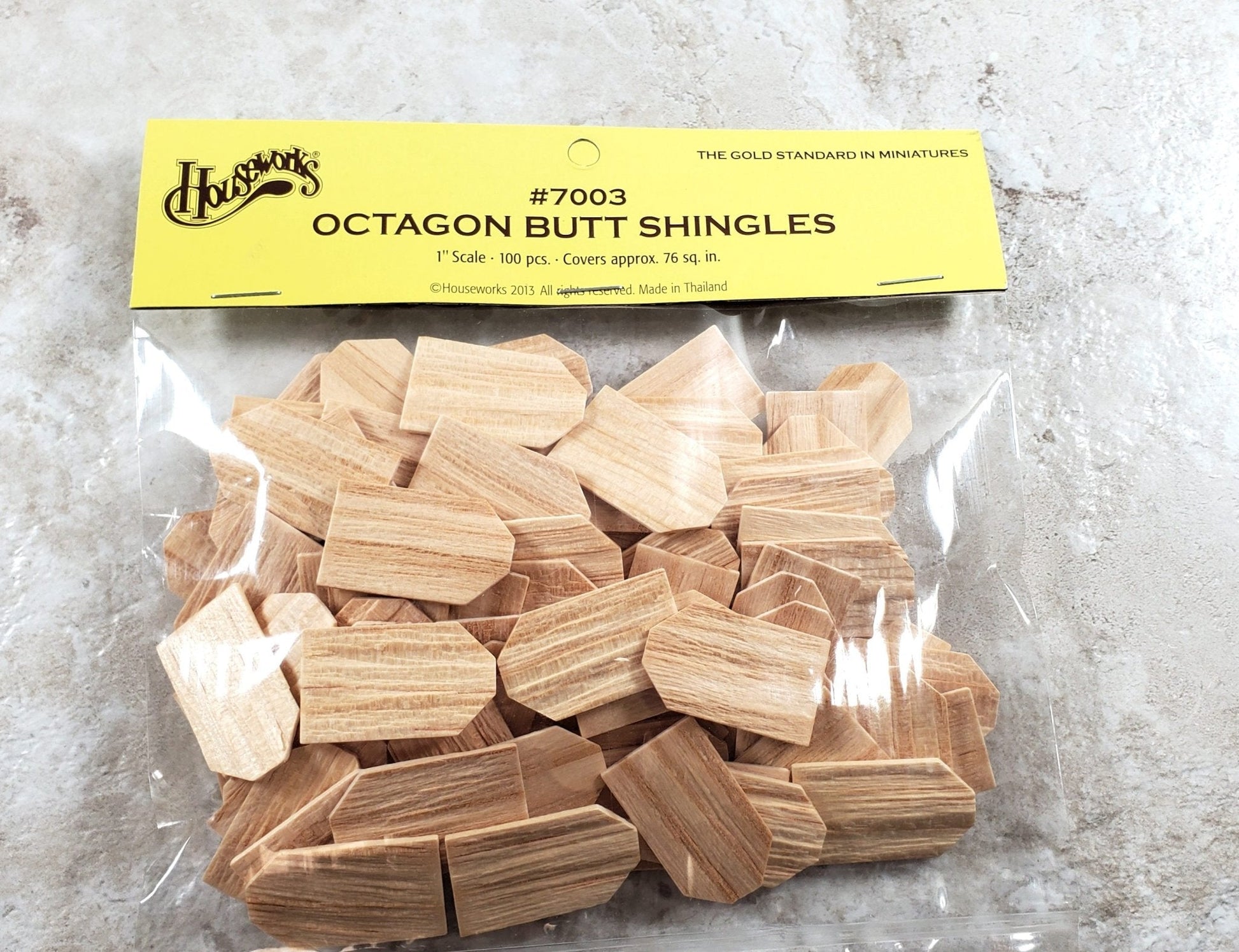 Dollhouse Shingles Octagon 100 Pieces Light Wood 1:12 Scale