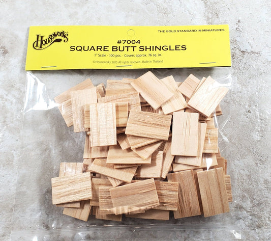Dollhouse Shingles Square End 100 Pieces Light Wood 1:12 Scale Houseworks #7004 - Miniature Crush