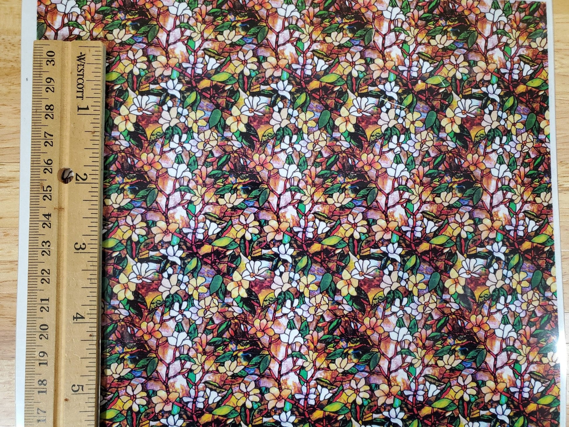Dollhouse Simulated Stained Glass Insert Cut to Size Flowers for Windows or Doors 1:12 Scale - Miniature Crush