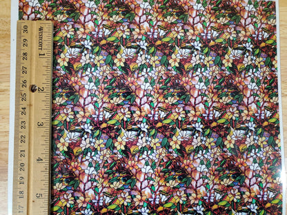 Dollhouse Simulated Stained Glass Insert Cut to Size Flowers for Windows or Doors 1:12 Scale - Miniature Crush