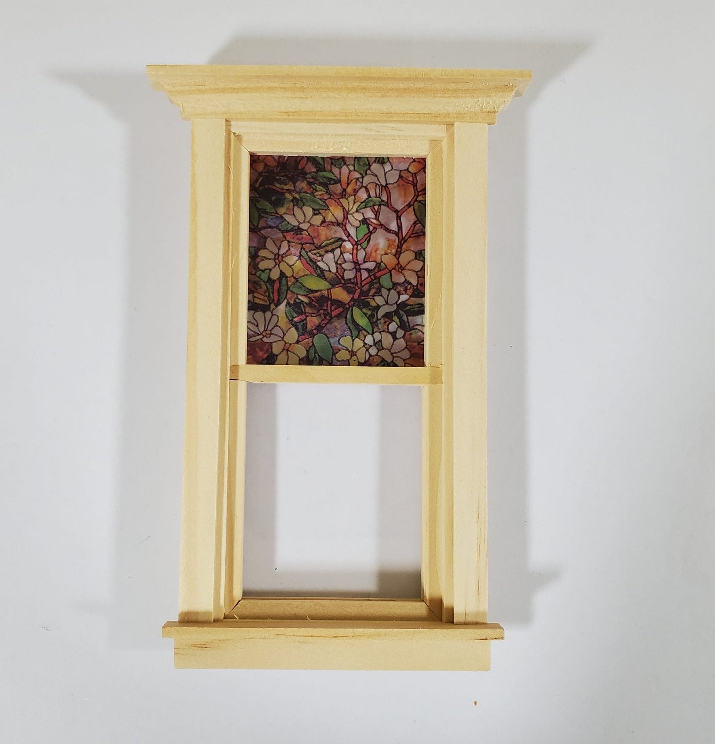 Dollhouse Simulated Stained Glass Insert Cut to Size Flowers for Windows or Doors 1:12 Scale - Miniature Crush