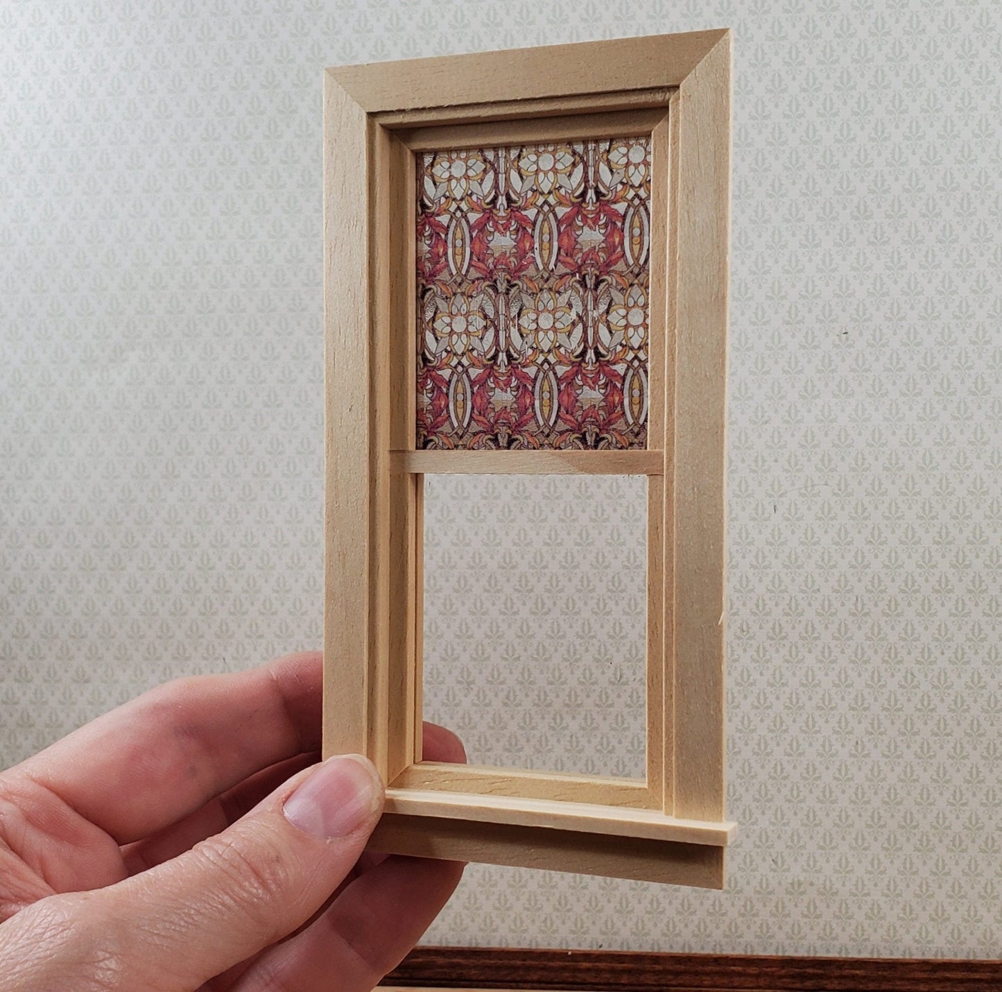 Dollhouse Simulated Stained Glass Insert Cut to Size Reds for Windows or Doors 1:12 Scale - Miniature Crush