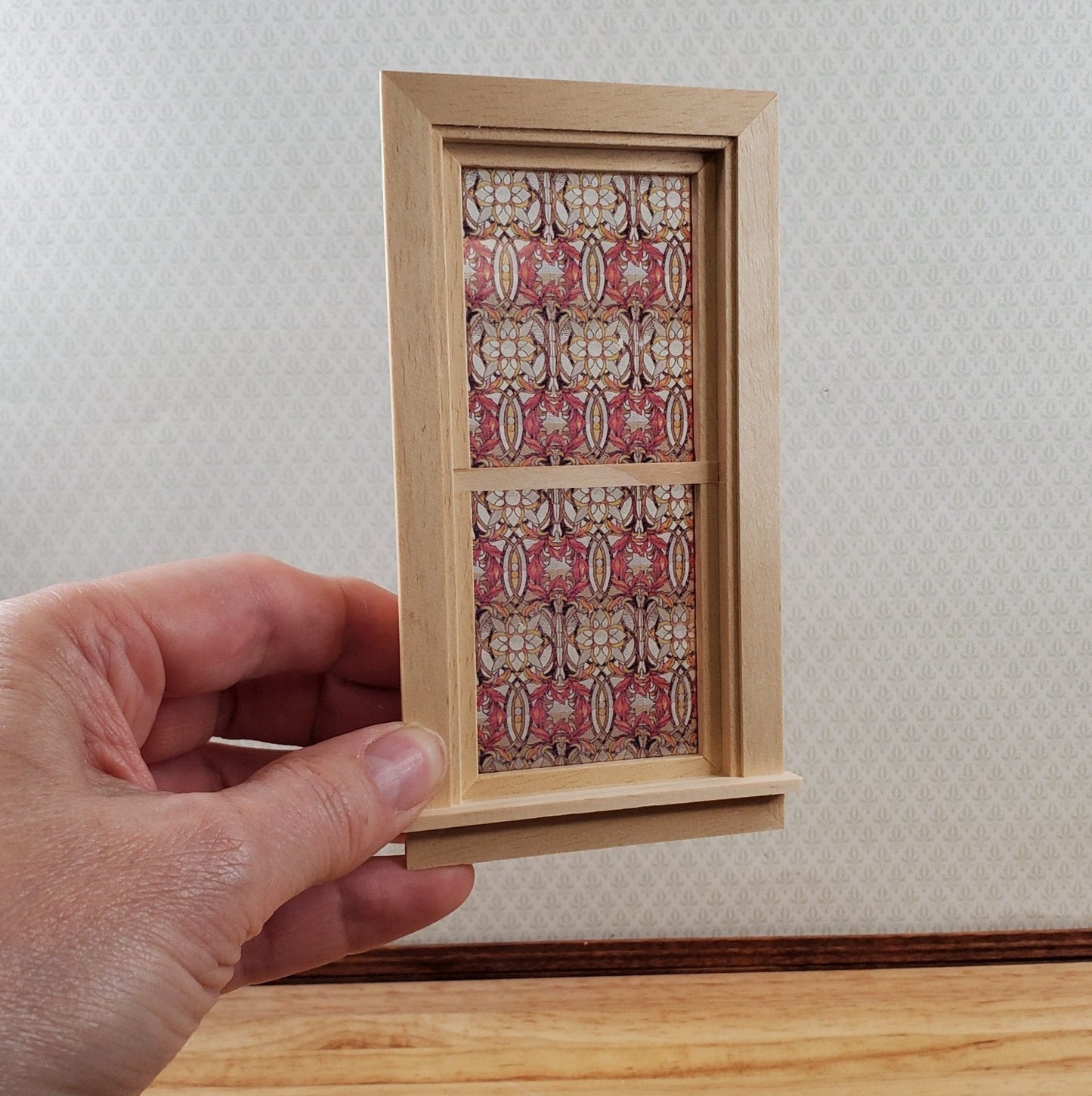 Dollhouse Simulated Stained Glass Insert Cut to Size Reds for Windows or Doors 1:12 Scale - Miniature Crush