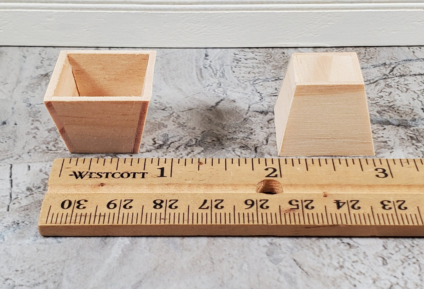 Dollhouse Small Box Planter Wood Square Set of 2 1:12 Scale by Falcon Miniatures - Miniature Crush