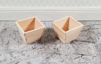 Dollhouse Small Box Planter Wood Square Set of 2 1:12 Scale by Falcon Miniatures - Miniature Crush