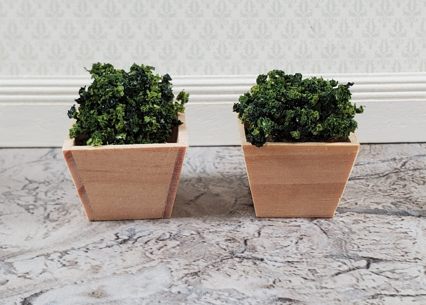Dollhouse Small Box Planter Wood Square Set of 2 1:12 Scale by Falcon Miniatures - Miniature Crush