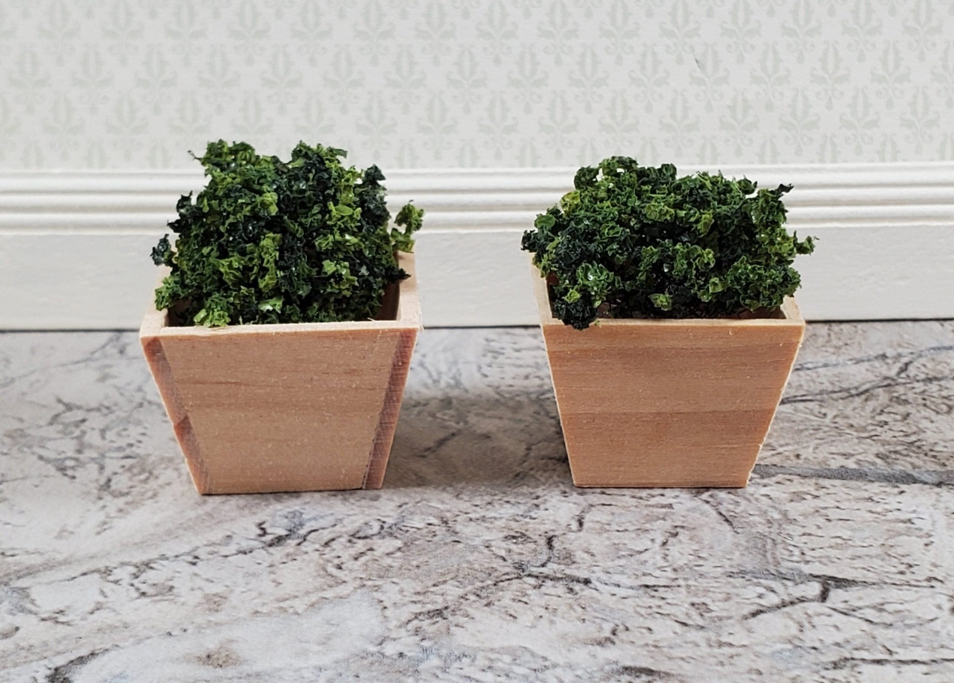 Dollhouse Small Box Planter Wood Square Set of 2 1:12 Scale by Falcon Miniatures - Miniature Crush