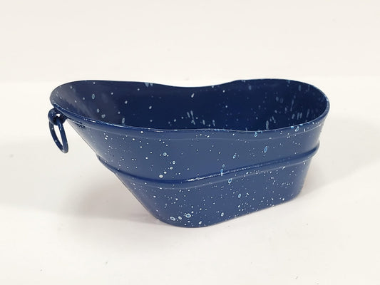 Dollhouse Small Tub Mini "Blue Spatter" Baby Bathtub Metal 1:12 Scale Hip Bath - Miniature Crush
