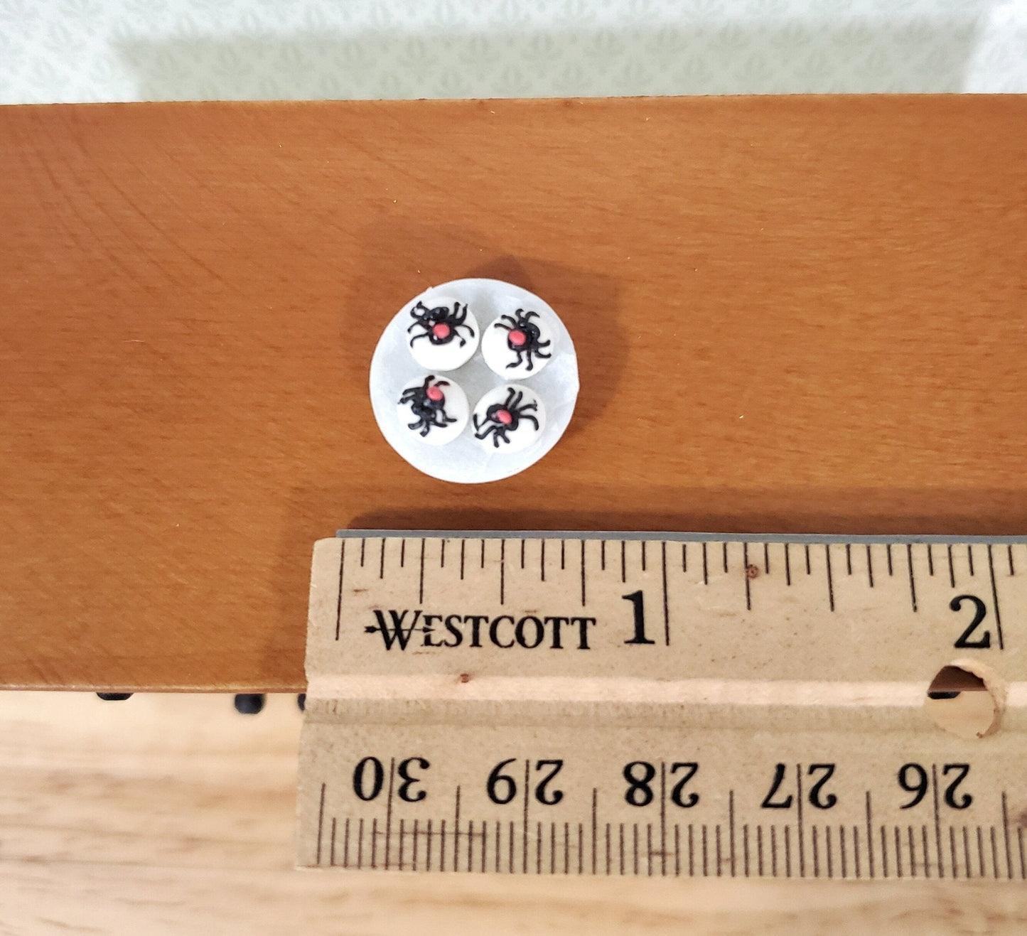 Dollhouse Spider Cookies Petit Fours Halloween Dessert on Glass Plate 1:12 Scale Miniature Food - Miniature Crush