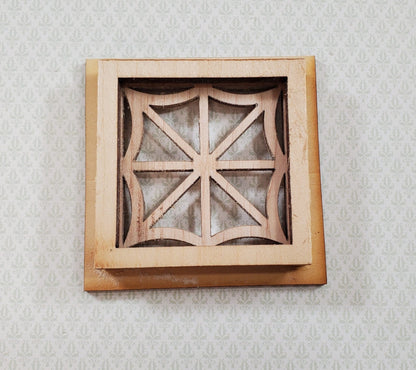 Dollhouse Square Window Spider Web Style Wood with Acrylic 1:12 Scale Miniature - Miniature Crush