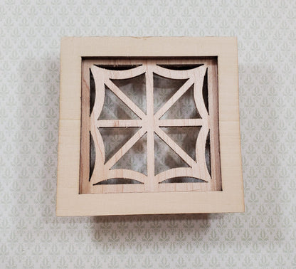Dollhouse Square Window Spider Web Style Wood with Acrylic 1:12 Scale Miniature - Miniature Crush