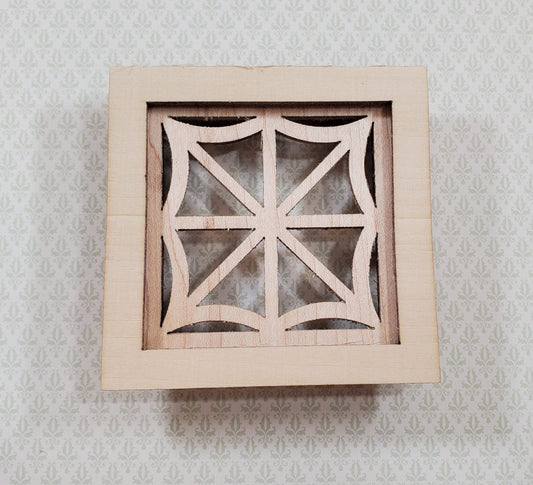Dollhouse Square Window Spider Web Style Wood with Acrylic 1:12 Scale Miniature - Miniature Crush