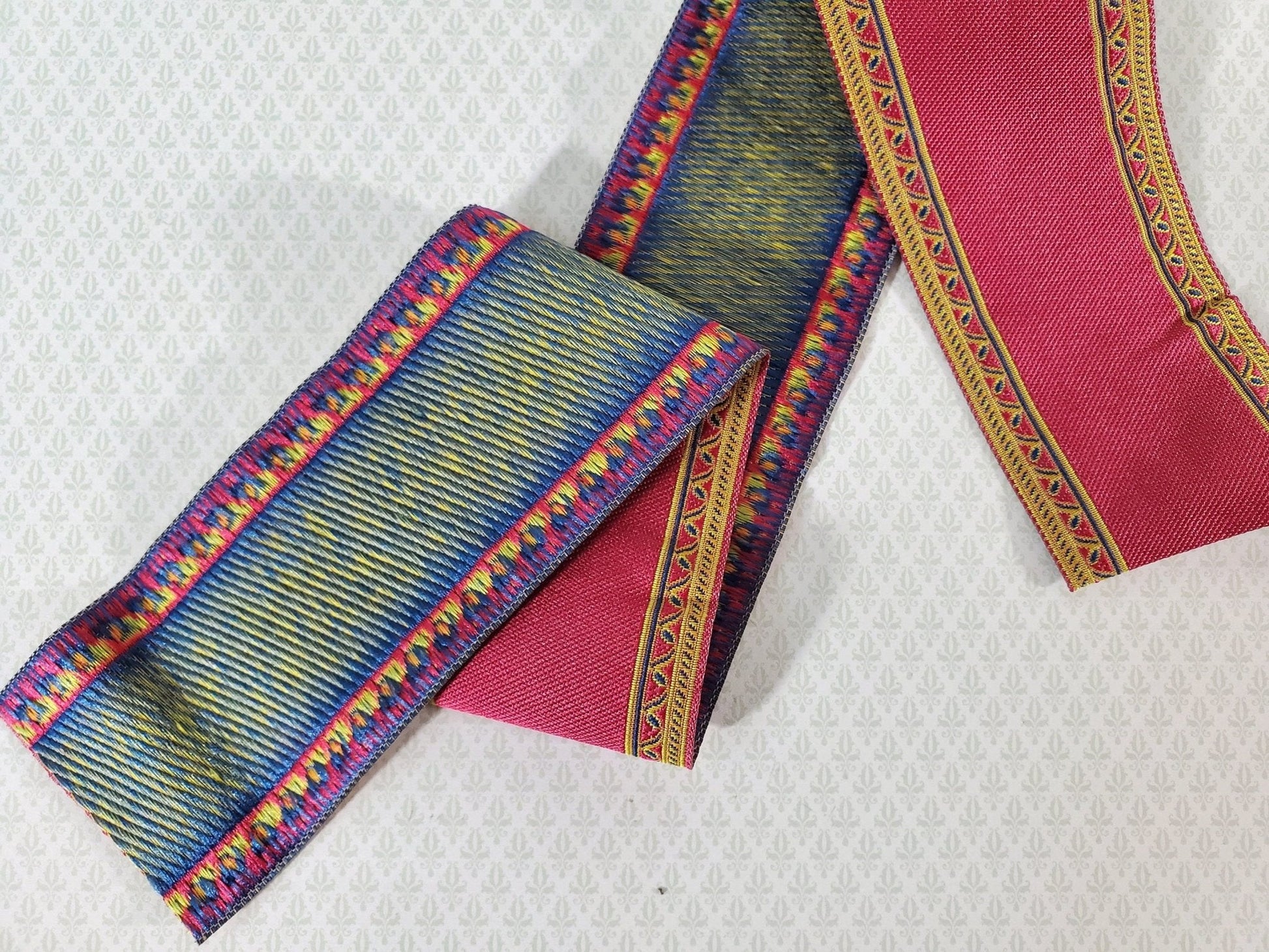 Dollhouse Stair Runner Red & Gold Carpet 19" Long 1:12 Scale Miniature - Miniature Crush
