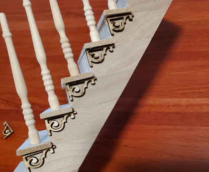Dollhouse Stair Tread Trim Brackets Victorian Style 14 pc 1:12 Scale Miniatures - Miniature Crush