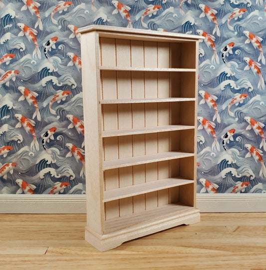 Dollhouse Tall Bookcase Shop Shelves Bookshelf 1:12 Scale Furniture Unpainted - Miniature Crush