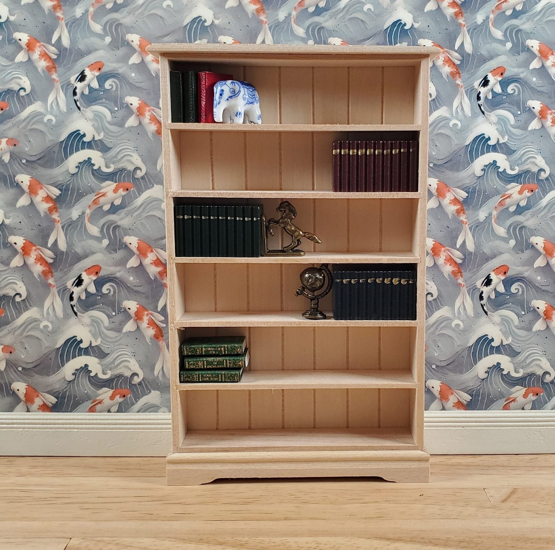 Dollhouse Tall Bookcase Shop Shelves Bookshelf 1:12 Scale Furniture Unpainted - Miniature Crush