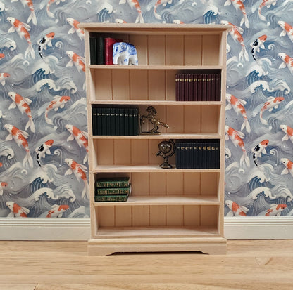 Dollhouse Tall Bookcase Shop Shelves Bookshelf 1:12 Scale Furniture Unpainted - Miniature Crush