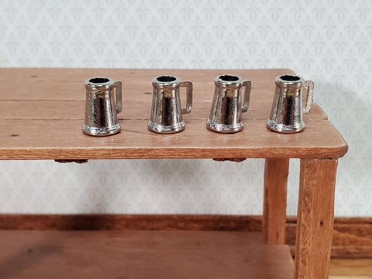 Dollhouse Tankard Mug Small Metal Set of 4 Miniature Kitchen Dishes Tudor - Miniature Crush