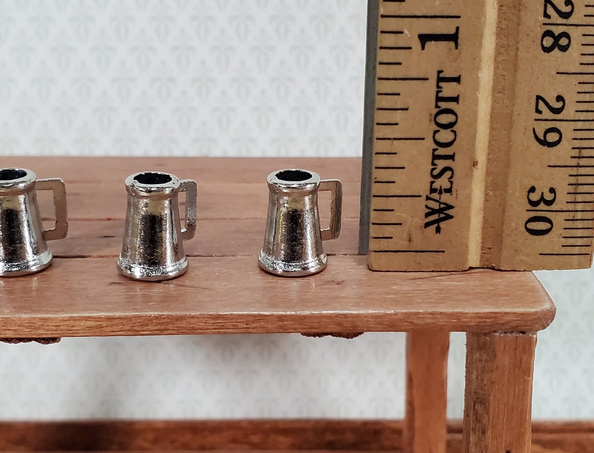 Dollhouse Tankard Mug Small Metal Set of 4 Miniature Kitchen Dishes Tudor - Miniature Crush