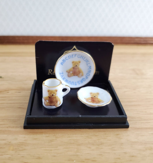 Dollhouse Teddy Bear ABC Nursery Dishes Reutter Porcelain 1:12 Scale Plate Bowl Cup - Miniature Crush