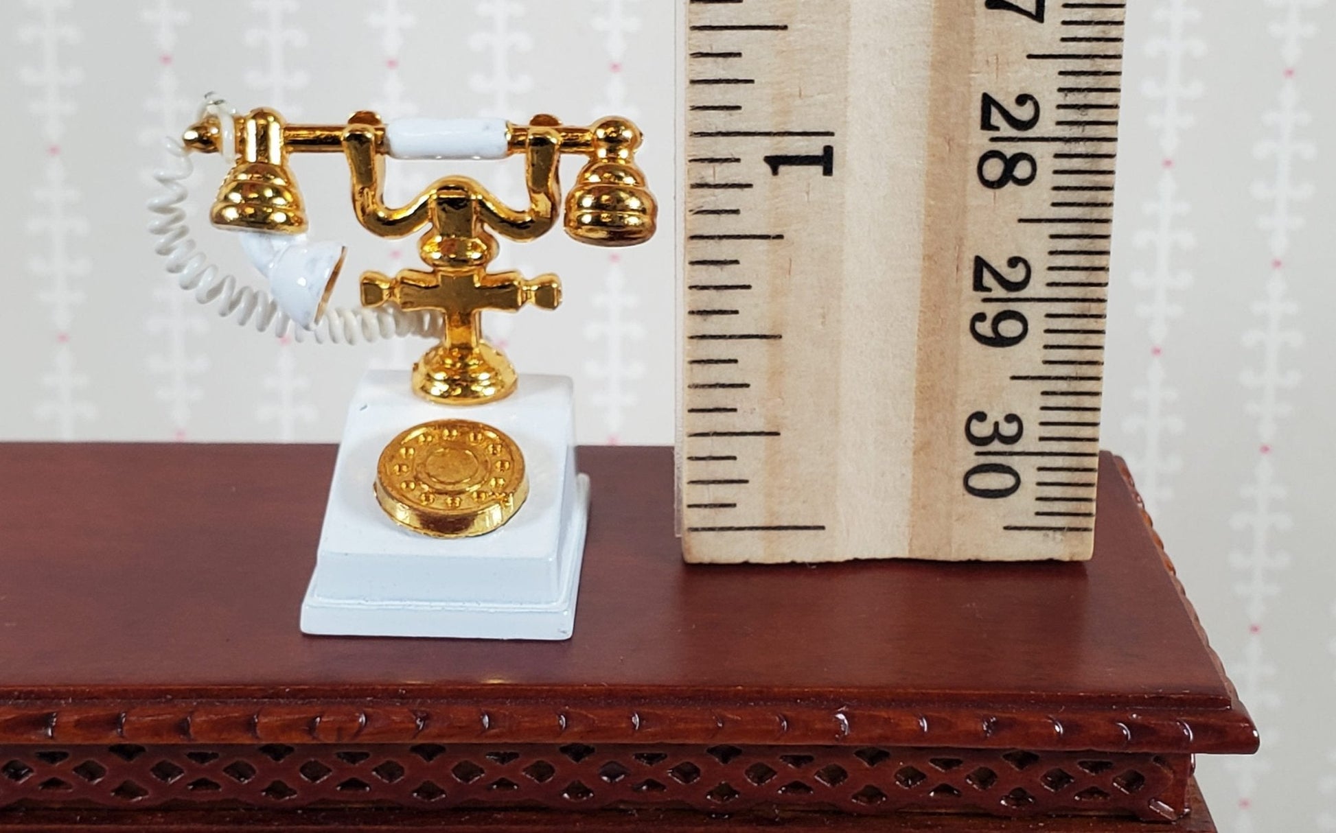 Dollhouse Telephone Vintage Style 1890s - 1920s White 1:12 Scale Large Phone - Miniature Crush