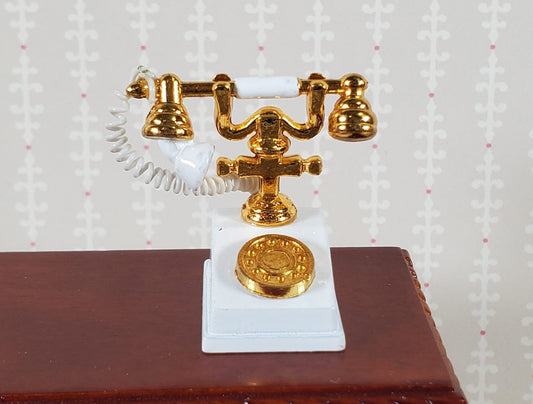Dollhouse Telephone Vintage Style 1890s - 1920s White 1:12 Scale Large Phone - Miniature Crush