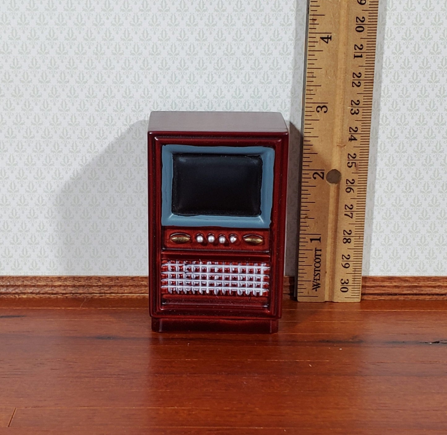 Dollhouse Television Console TV Set Retro 1970s Style 1:12 Scale Miniature Accessory Resin - Miniature Crush