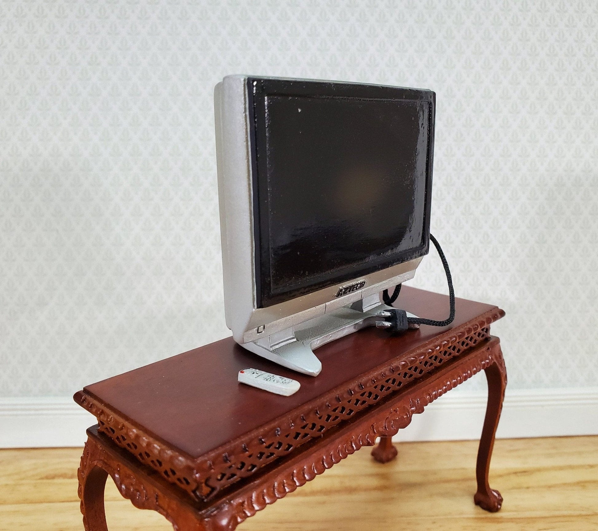 Dollhouse Television TV Set Modern Flat Screen with Remote 1:12 Scale Miniature Accessory - Miniature Crush