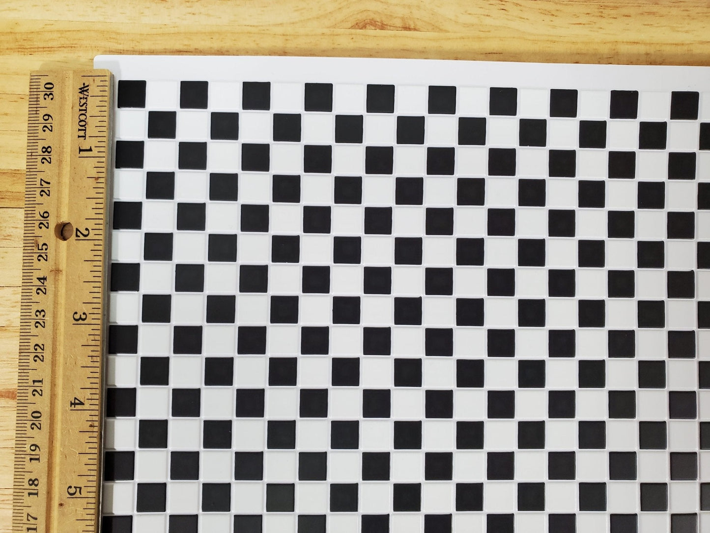 Dollhouse Tile Black & White Squares Vinyl Flooring Embossed Floor 1:12 Scale Miniatures - Miniature Crush