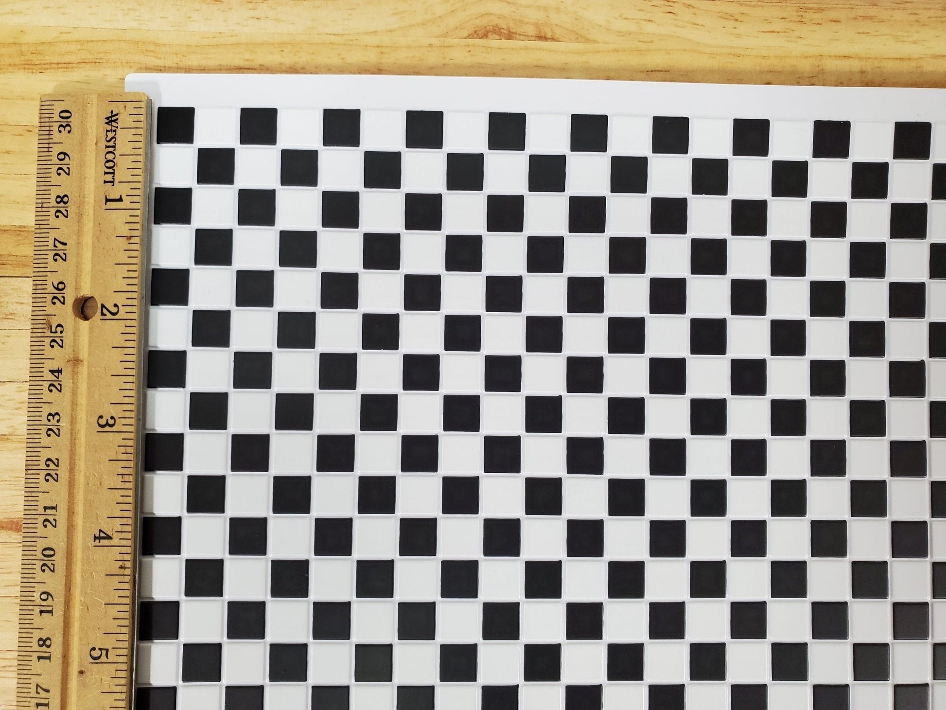 Dollhouse Tile Black & White Squares Vinyl Flooring Embossed Floor 1:12 Scale Miniatures - Miniature Crush