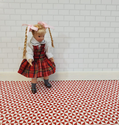 Dollhouse Tile Floor Sheet Red & White Geometric 1:12 Scale Miniature by World Model - Miniature Crush