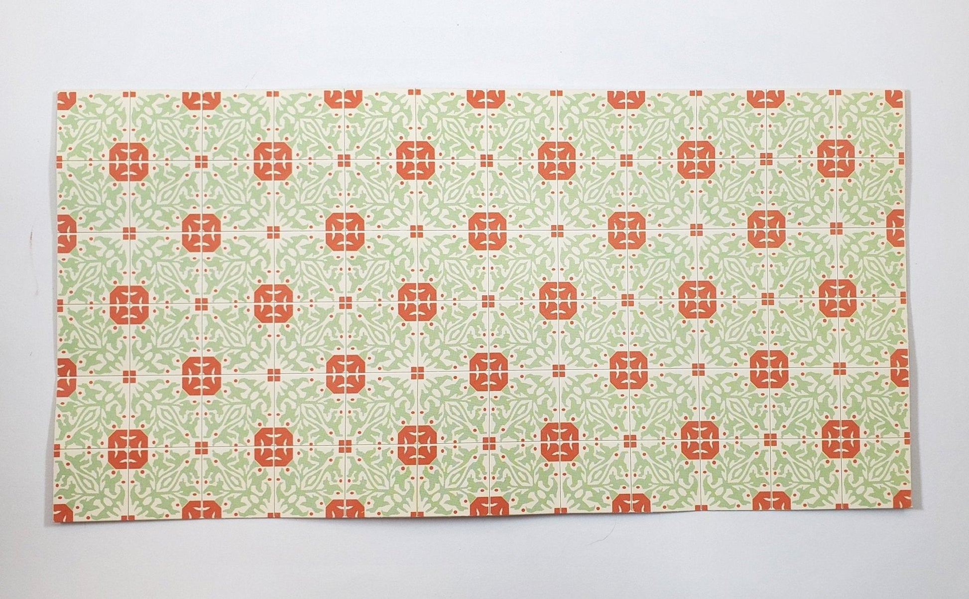 Dollhouse Tile Flooring Sheet Pale Green Orange 1:12 Scale Break Off Pieces - Miniature Crush