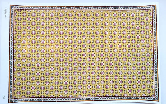 Dollhouse Tile Wallpaper Victorian Yellow Olive Green Pink 1:12 Scale Itsy Bitsy - Miniature Crush