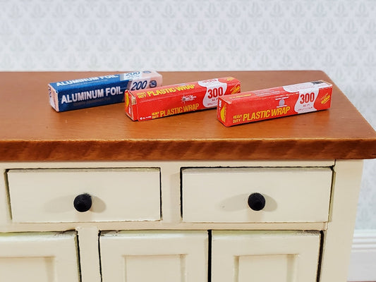 Dollhouse Tin Foil and Plastic Wrap 3 Pieces 1:12 Scale Miniature Kitchen - Miniature Crush