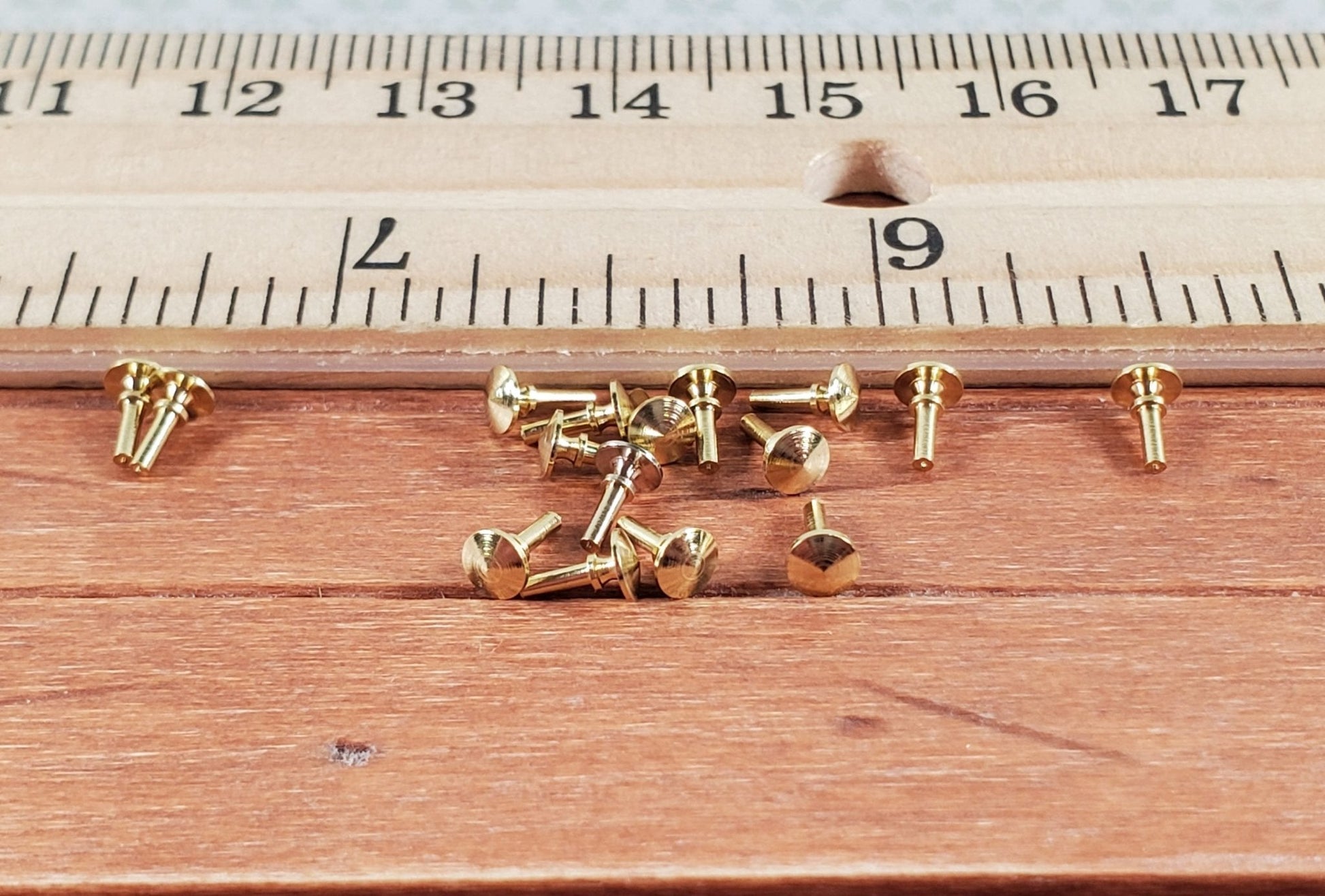 Dollhouse Tiny Gold Plated Brass Knobs Drawer Pulls Set of 16 Houseworks #12005 - Miniature Crush