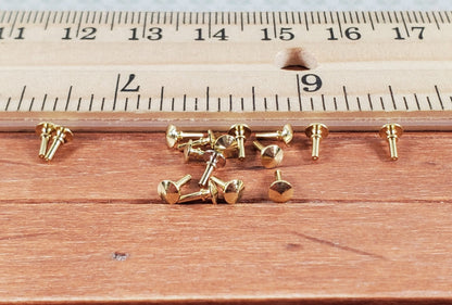 Dollhouse Tiny Gold Plated Brass Knobs Drawer Pulls Set of 16 Houseworks #12005 - Miniature Crush